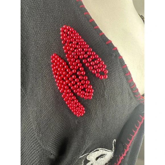 Rare Vtg Mickey & Co Oversized Cardigan Embellished Beaded Embroider Academic 3X - Picture 13 of 16